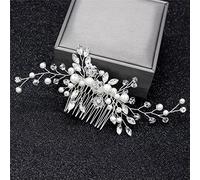 TONZN Diadema de Novia con Perlas de Cristal, Horquilla, Diadema para Dama de Honor, Tocado de Boda con Diamantes (Plata 4)
