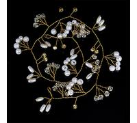 TONZN Diadema de Novia con Perlas de Cristal, Horquilla, Diadema para Dama de Honor, Tocado de Boda con Diamantes (Dorado 1)