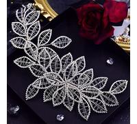 TONZN Diadema de Novia de Cristal, Tocado de Hojas, Accesorios para el Cabello de Boda, Tocado de Dama, Tocado para Concurso de Belleza (HP256A S)