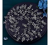 TONZN Diadema de Perlas de Cristal para Mujer, Tocado de Novia para Boda, Accesorios para Cabello Largo Hechos a Mano (HP120 1 Pieza (1 Paquete))