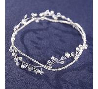 TONZN Diadema de Perlas de Cristal y Diamantes de imitación para Mujer, Hecha a Mano, para Fiestas, Bodas, Novias (Plata, 1 Unidad (1 Paquete))