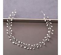 TONZN Diadema de Perlas y Diamantes de imitación para Mujer, Accesorios para el Cabello de Boda, Tocado de Novia, Accesorios para el Cabello, Diadema Plateada