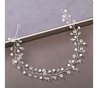 TONZN Diadema de Perlas y Diamantes de imitación para Mujer, Accesorios para el Cabello para Bodas, Tocado de Novia, Accesorios para el Cabello, Diadema Plateada (Plata 9)