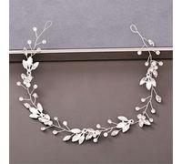 TONZN Diadema de Perlas y Diamantes de imitación para Mujer, Accesorios para el Cabello para Bodas, Tocado de Novia, Accesorios para el Cabello, Diadema Plateada (Plata n.º 7)