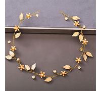 TONZN Diadema de Perlas y Diamantes de imitación para Mujer, Accesorios para el Cabello para Bodas, Tocado de Novia, Accesorios para el Cabello, Diadema Plateada (Oro Claro 4)