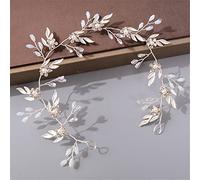 TONZN Diadema de Perlas y Diamantes de imitación para Mujer, Accesorios para el Cabello para Bodas, Tocado de Novia, Accesorios para el Cabello, Diadema Plateada (Plata 20)