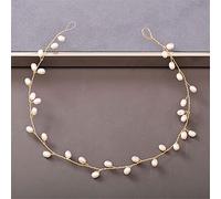 TONZN Diadema de Perlas y Diamantes de imitación para Mujer, Accesorios para el Cabello para Bodas, Tocado de Novia, Accesorios para el Cabello, Diadema Plateada (Oro Claro)