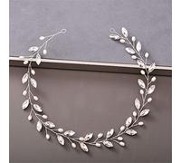 TONZN Diadema de Perlas y Diamantes de imitación para Mujer, Accesorios para el Cabello para Bodas, Tocado de Novia, Accesorios para el Cabello, Diadema Plateada (Plata 2)