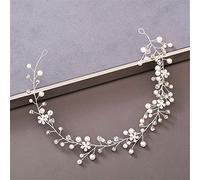TONZN Diadema de Perlas y Diamantes de imitación para Mujer, Accesorios para el Cabello para Bodas, Tocado de Novia, Accesorios para el Cabello, Diadema Plateada (Plata 11)