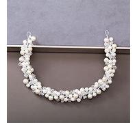 TONZN Diadema de Perlas y Diamantes de imitación para Mujer, Accesorios para el Cabello para Bodas, Tocado de Novia, Accesorios para el Cabello, Diadema Plateada (Plata 17)