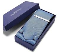 TONZN Gemelos con caja de regalo, juego de corbatas tejidas jacquard para hombres, juego de corbatas con caja de regalo para fiesta de boda