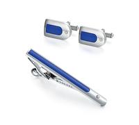 TONZN Gemelos con Clip de Corbata de Negocios para Hombres Europeos y Americanos con Juego de Diamantes Azules (DD)
