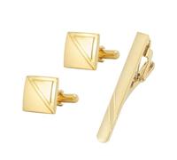 TONZN Gemelos Cuadrados, Medio galvanizados, Medio arenados, con Clip de Corbata, Juego de Clips para Gemelos de Comercio Exterior para Hombres (D Gris Claro)