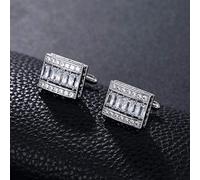 TONZN Gemelos Exquisitos Gemelos con Forma de rectángulo de circonita cúbica para Hombres en Colores Blanco/Oro Rosa (Color : A) (B)