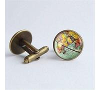 TONZN Gemelos Vintage Earth World Map Gemelos Globe Planet Art Photo Crystal Glass Dome Shirt Gemelos para Hombres Personalidad (Color : A) (A)