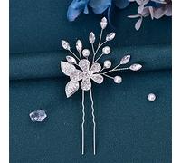 TONZN Horquilla para el Pelo en Forma de U para Mujer, Horquilla para Novia, Tocado de Novia con Flores de aleación, Horquilla para niña (HP504)