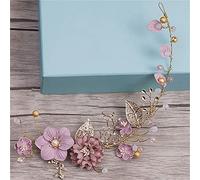 TONZN Joyas para el Cabello Largo, Diadema de Flores Rosas, Diadema de Boda, Tocado de Novia, Accesorios para el Cabello de Novia Hechos a Mano (Oro 1 Pieza (1 Paquete))