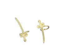 TONZN Joyería de Moda Pendientes de Clip de Espada de Caballero de Plata esterlina para Mujeres sin Piercing Ear Cuff Hombres Joyería Pendientes de Gama Alta (A Guld)