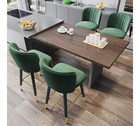 TONZN Juego de 2 taburetes de Bar giratorios de Terciopelo con Respaldo en Forma de E, sillas de Isla de Cocina tapizadas para Bares y restaurantes en casa (Altura Verde: 75 cm)