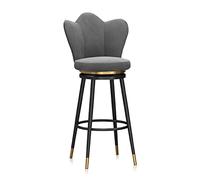 TONZN Juego de 2 taburetes de Bar Modernos, taburetes de Bar giratorios tapizados con Respaldo para Isla de Cocina, Bar, bistró, Gris, 65 cm, Patas Negras (1 Pieza, 65 cm, Patas Negras)