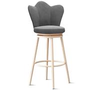 TONZN Juego de 2 taburetes de Bar Modernos, taburetes de Bar giratorios tapizados con Respaldo para Isla de Cocina, Bar, bistró, Gris, 65 cm, Patas Negras (1 Pieza, 75 cm, Patas Negras)