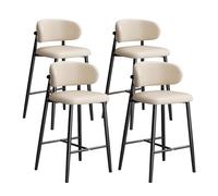 TONZN Juego de 3 taburetes de Bar de Altura de mostrador, taburetes de Bar de Cocina con Estructura de Metal Negro, Altura del Asiento 75 cm (4 Piezas de Color Blanco Roto, Altura 75 cm)