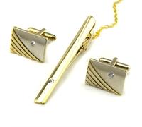 TONZN Juego de Gemelos con Pasador de Corbata con Diamantes (D Light Grey)