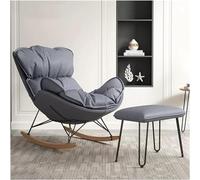 TONZN Mecedora Moderna para salón con reposapiés, sillón Deslizante tapizado con Respaldo Alto, sillón Mecedora con Respaldo de Madera Maciza