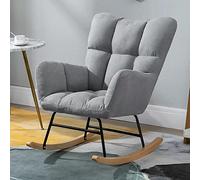 TONZN Mecedora para guardería, Mecedora de Tela con Patas de Madera para Sala de Estar, cómoda Mecedora de Respaldo Alto para Ocio, sillón tapizado, sofá Individual