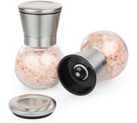 TONZN Molinillo de Especias portátil, Juego de Molinillo de Sal y Pimienta, Molinillo de Acero Inoxidable con Cuerpo de Vidrio y Grosor Ajustable