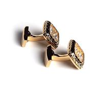 TONZN Puños de Camisa de aleación Dorada, puños de Vestir de Negocios para Hombres, Gemelos de Clavos, Botones Decorativos Cuadrados (D 1)