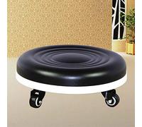 TONZN Reposapiés Redondo con Ruedas, reposapiés tapizado de Piel sintética, Asiento, sofá, Taburete pequeño, Soporte de Flores móvil