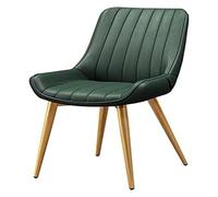 TONZN Silla de Cuero con Respaldo, Patas de Metal, Silla de café para el Ocio, Silla de Maquillaje (Color: marrón Claro, tamaño: Pata Dorada) (Pata Verde Dorada)