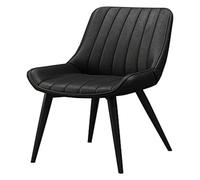 TONZN Silla de Cuero con Respaldo, Patas de Metal, Silla de café para el Ocio, Silla de Maquillaje (Color: marrón Claro, tamaño: Pata Dorada) (Pata Negra Negra)