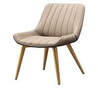 TONZN Silla de Cuero con Respaldo, Patas de Metal, Silla de café para el Ocio, Silla de Maquillaje (Color: marrón Claro, tamaño: Pata Dorada) (Pata roja Dorada)