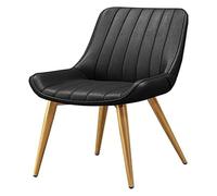 TONZN Silla de Cuero con Respaldo y Patas de Metal, Silla de café para Ocio, Silla de Maquillaje de Estilo nórdico (Color: marrón Claro, tamaño: Patas Negras) (Patas de Oro Negro)