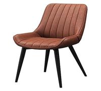 TONZN Silla de Cuero con Respaldo y Patas de Metal, Silla de café para Ocio, Silla de Maquillaje de Estilo nórdico (Color: marrón Claro, tamaño: Patas Negras) (Patas Rojas y Negras)