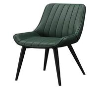 TONZN Silla de Cuero con Respaldo y Patas de Metal, Silla de café para Ocio, Silla de Maquillaje de Estilo nórdico (Color: marrón Claro, tamaño: Patas Negras) (Patas Verdes y Negras)