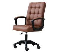 TONZN Silla de Oficina Silla de computadora Asiento de Cuero PU Silla de Oficina Escritorio de computadora y Silla Diseño ergonómico Silla giratoria elevable Silla (Color: Caqui) Necesario (Marrón)