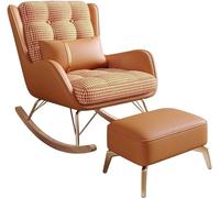 TONZN Sillón mecedor tapizado reclinable cómodo sillón mecedor con Almohada Lumbar y reposapiés reposabrazos, sillón de Ocio para Sala de Estar