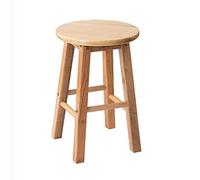 TONZN Taburete Alto de Bar de Madera Maciza con reposapiés Taburete Alto de Bar de Madera Natural (18" 32") ()