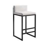 TONZN Taburete de Bar de Altura de mostrador con Respaldo, Taburete de Bar tapizado Moderno con reposapiés y Patas de Metal para Bar, Cocina, Comedor (Blanco 55 cm)