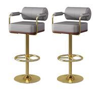 TONZN Taburete de Bar Giratorio Verde Moderno con Respaldo y reposapiés, Elegante Silla de Bar Adecuada para encimeras de Cocina, Islas y Bares de casa (Patas de Color Gris Dorado)