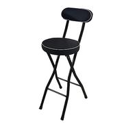 TONZN Taburete de Desayuno Plegable para Adultos, Taburete de Cocina portátil con Asiento Acolchado y Estructura de Acero, Silla Alta para mostrador, Color Negro (26") (Negro 60 cm/24")