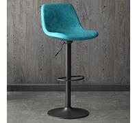 TONZN Taburete Elevador Vintage para decoración de Bar, cafetería, Ocio, Empresa, Silla giratoria con Patas de Acero al Carbono, Ajustable de 60 a 80 cm (Color: Negro) (Azul)