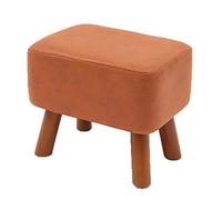TONZN Taburete otomano con Patas, Taburete con reposapiés Cuadrado, taburetes con reposapiés de Madera con Asiento Acolchado, Taburete de tocador de Maquillaje tapizado bajo y Corto (Naranja)