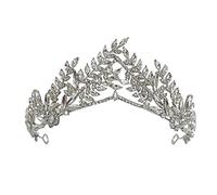 Tonzn - Tiara de diamantes de la corona de la boda de la hoja de cristal de lujo tiara de la novia del tocado y la corona de la tiara de la moda de los accesorios del cabello de diamantes de