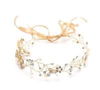 TONZN - Tiara de novia hecha a mano para mujeres y niñas, corona de concurso de diamantes de imitación, oro