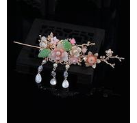Tonzn - Tocado de diamante para peinado, mediano, superhada, perla, cristal, borla, horquilla para el cabello, accesorios para el cabello, accesorios de boda, para mujer, color azul