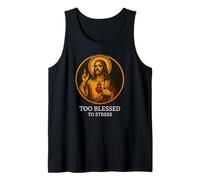 Too Blessed To Stress Jesucristo Sagrado Corazón Diseño Camiseta sin Mangas